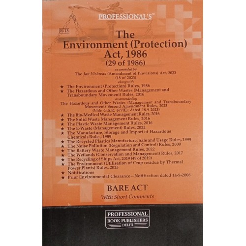 Professional's Environment (Protection) Act, 1986 Bare Act [Latest Edn. 2024]